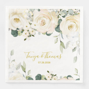 White Peony Epiphany Wedding Dinner Napkins Servet