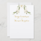 White Peony Epiphany Wedding Gold Calligraphy Kaart (Achterkant)