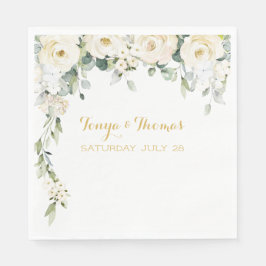 White Peony Epiphany Wedding Luncheon Napkins Servet
