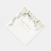 White Peony Epiphany Wedding Luncheon Napkins Servet (Hoek)