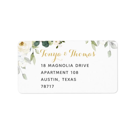 White Peony Epiphany Wedding Mailing Label (Voorkant)