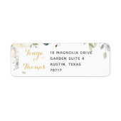 White Peony Epiphany Wedding Return Address Etiket (Voorkant)