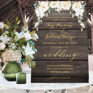 White Peony Epiphany Wedding Rustic Barn Board Kaart