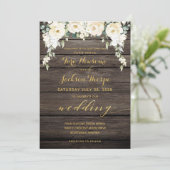 White Peony Epiphany Wedding Rustic Barn Board Kaart (Staand voorkant)
