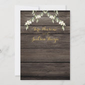 White Peony Epiphany Wedding Rustic Barn Board Kaart (Achterkant)