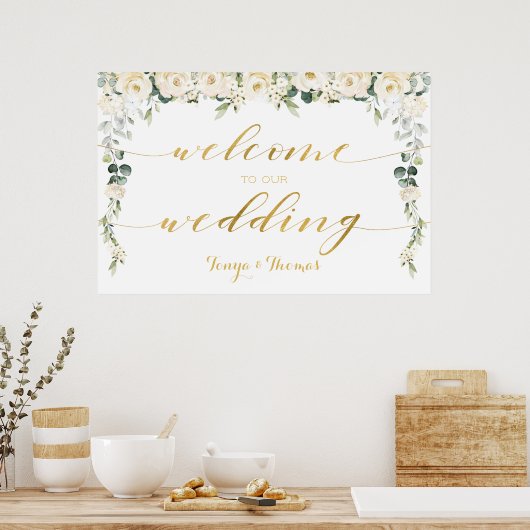 White Peony Epiphany Welkom bij ons huwelijk Poster (Keuken)