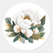 White Peony Eucalyptus Gold Flower