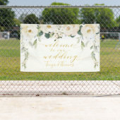 White Peony Fancy Gold Calligraphy Welkom Spandoek (Insitu)