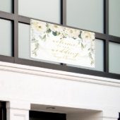 White Peony Fancy Gold Calligraphy Welkom Spandoek (Buitenkant Gebouw)