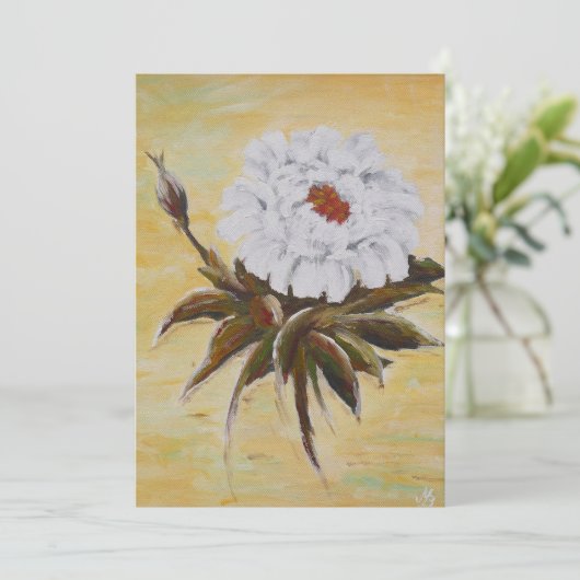 White Peony Feestdagenkaart (Staand voorkant)