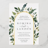 White Peony | Floral Arch Wedding Folie Uitnodiging (Voorkant)