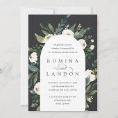 White Peony | Floral Arch Wedding Kaart (Voorkant)