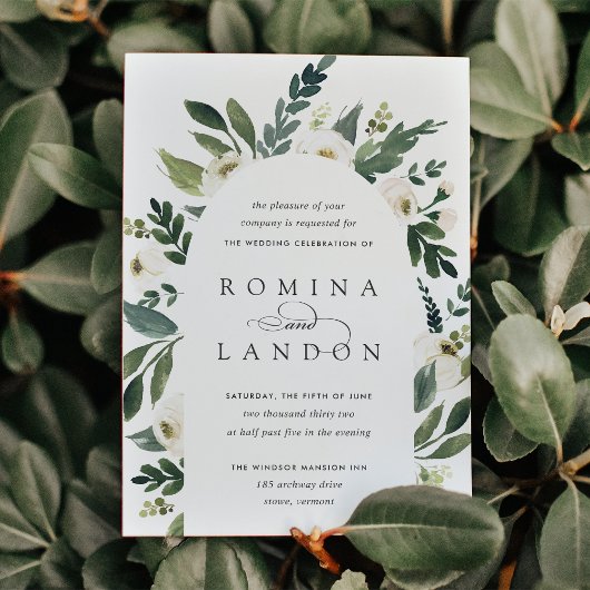 White Peony | Floral Arch Wedding Kaart