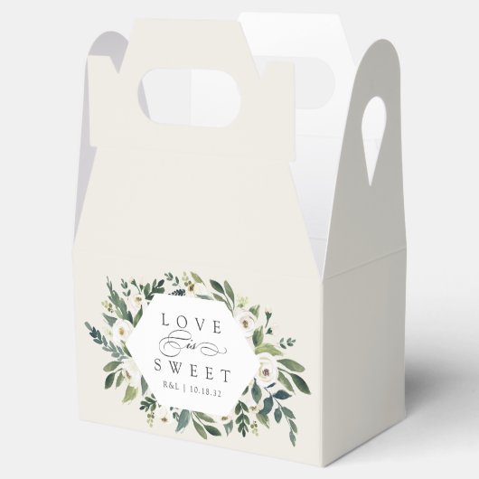 White Peony | Floral Lijst "Love is Sweet" Weddens Bedankdoosjes (Geopend)