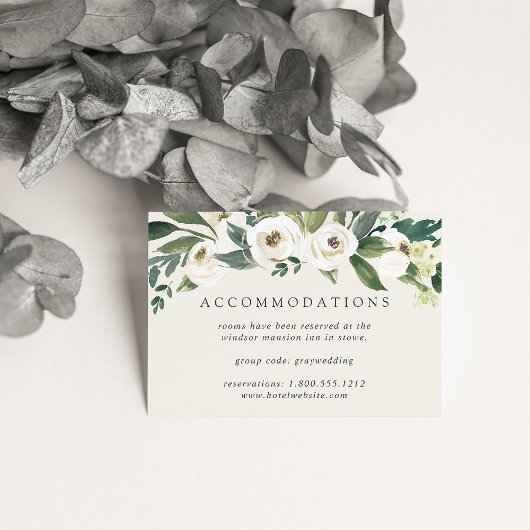 White Peony | Floral Wedding Hotel Accommodations Informatiekaartje