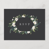 White Peony Floral Wedding Meal Choice RSVP Briefkaart (Voorkant)