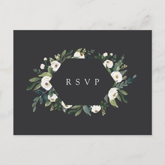 White Peony Floral Wedding Meal Choice RSVP Briefkaart (Voorkant)