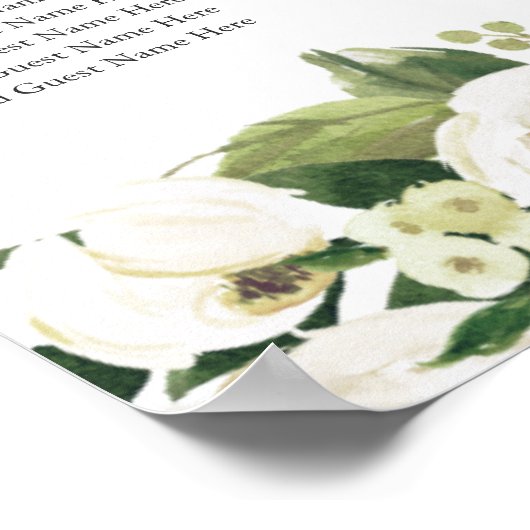 White Peony | Floral Wedding Seating Chart Poster (Hoek)