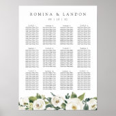 White Peony | Floral Wedding Seating Chart Poster (Voorkant)