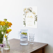 White Peony Floral Welcome to Wedding Arch Folie Afdrukken (Laag (Keuken))