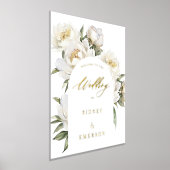 White Peony Floral Welcome to Wedding Arch Folie Afdrukken (Laagn)