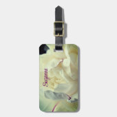 White Peony Flower in Bloom Close up Personated Bagagelabel (Voorkant verticaal)