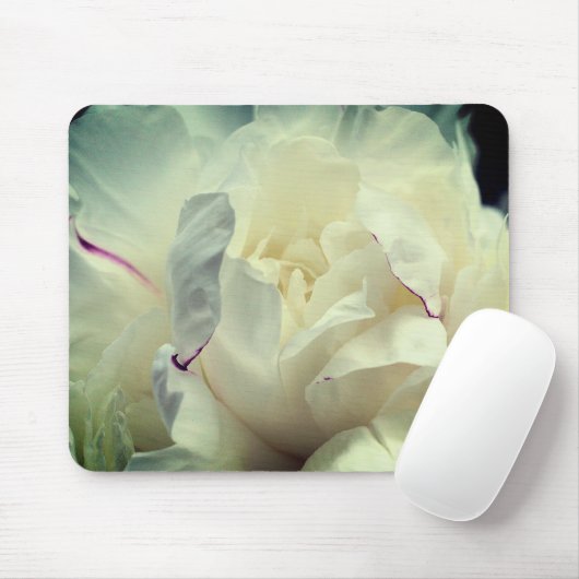 White Peony Flower Muismat (Met muis)