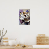 White Peony Flower Oil Painting Poster (Keuken)