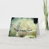 White Peony Flower Petals persoonlijke geboortedag Kaart (Voorkant)