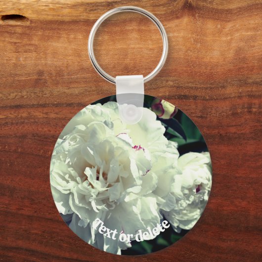 White Peony Flower Phases Personalised Sleutelhanger (Achterkant)