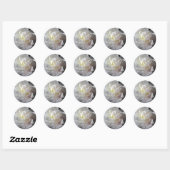 White Peony Flower Wedding Invitation Seals Ronde Sticker (Vel)