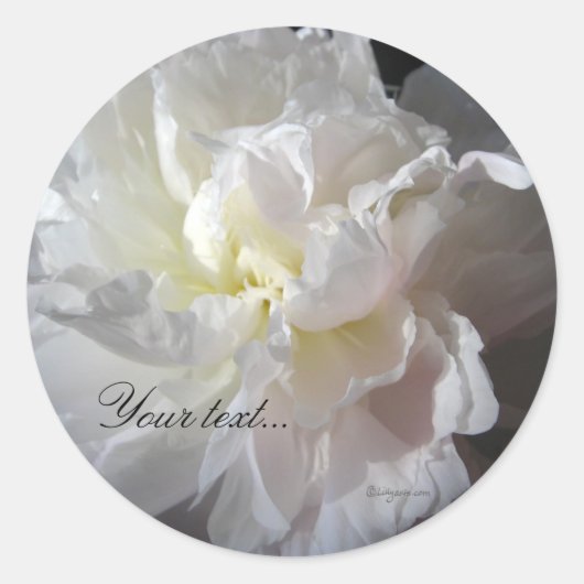 White Peony Flower Wedding Invitation Seals Ronde Sticker (Voorkant)