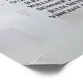 White Peony Flowers 9 Table Wedding Seating Chart Poster (Hoek)