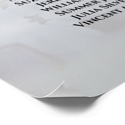 White Peony Flowers 9 Table Wedding Seating Chart Poster (Hoek)