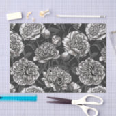 White peony flowers on dark gray tissuepapier (Craft)