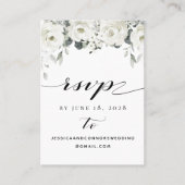 White Peony Greenery Online RSVP Details Kaart Visitekaartje (Voorkant)