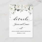 White Peony Greenery Online RSVP Details Kaart Visitekaartje (Achterkant)