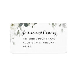 White Peony Greenery Return Wedding Return-adres Etiket