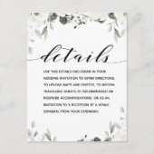 White Peony Greenery Wedding Details Informatiekaartje (Voorkant)