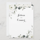 White Peony Greenery Wedding Invitation Kaart (Achterkant)