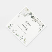 White Peony Greenery Wedding Napkins Servet (Hoek)