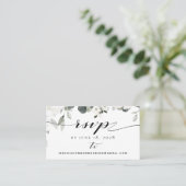 White Peony Greenery Wedding RSVP Online Kaart Visitekaartje (Staand voorkant)