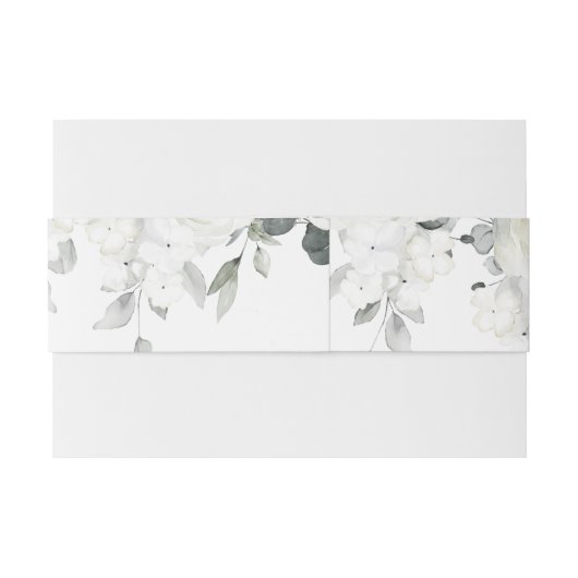 White Peony Greenery Wedding Uitnodigingen Wikkel (Achterkant Voorbeeld)