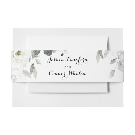 White Peony Greenery Wedding Uitnodigingen Wikkel (Voorkant Voorbeeld)