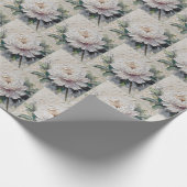 White Peony Impasto Art Cadeaupapier (Hoek)