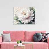 White Peony Impasto Art Canvas Afdruk (Insitu (Woonkamer))
