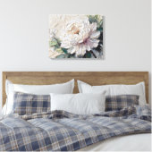 White Peony Impasto Art Canvas Afdruk (Insitu (Slaapkamer))
