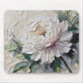 White Peony Impasto Art Muismat (Voorkant)