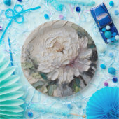 White Peony Impasto Art Papieren Bordje (Feest)