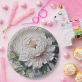 White Peony Impasto Art Papieren Bordje (Feest)